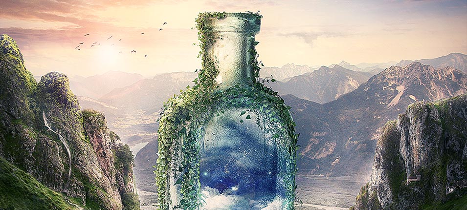 Photoshop�ϳ�ɽ�������M(m��n)������ƿ��