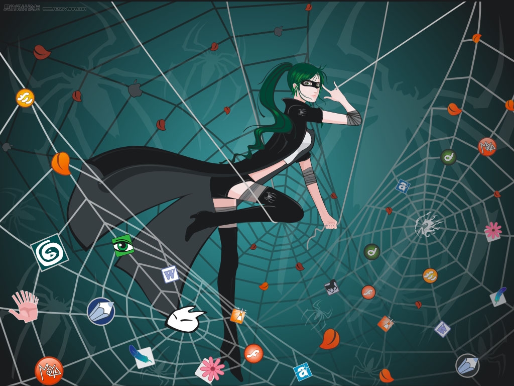 Coreldraw���LƯ����ʸ��֩��Ů�b