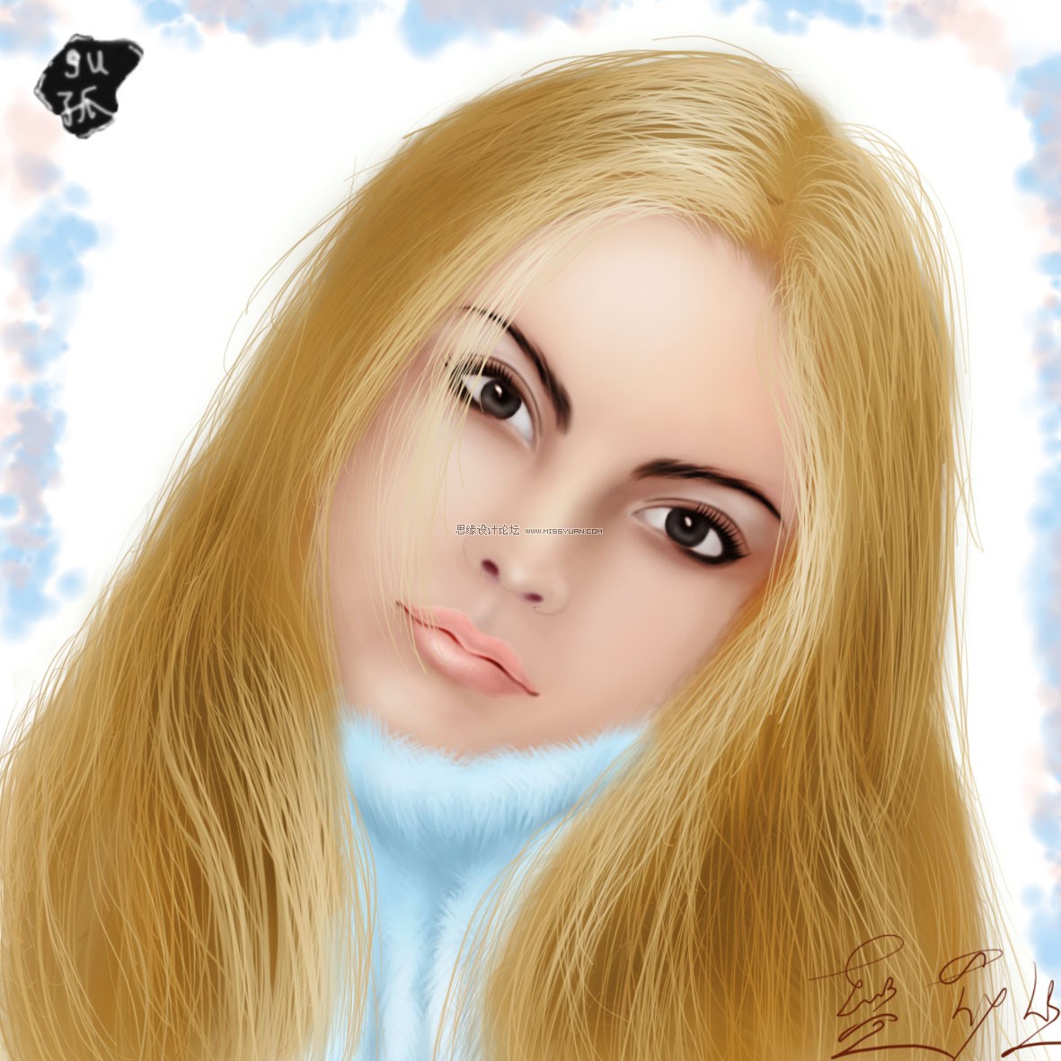 Painter繪制一張可愛女孩頭像