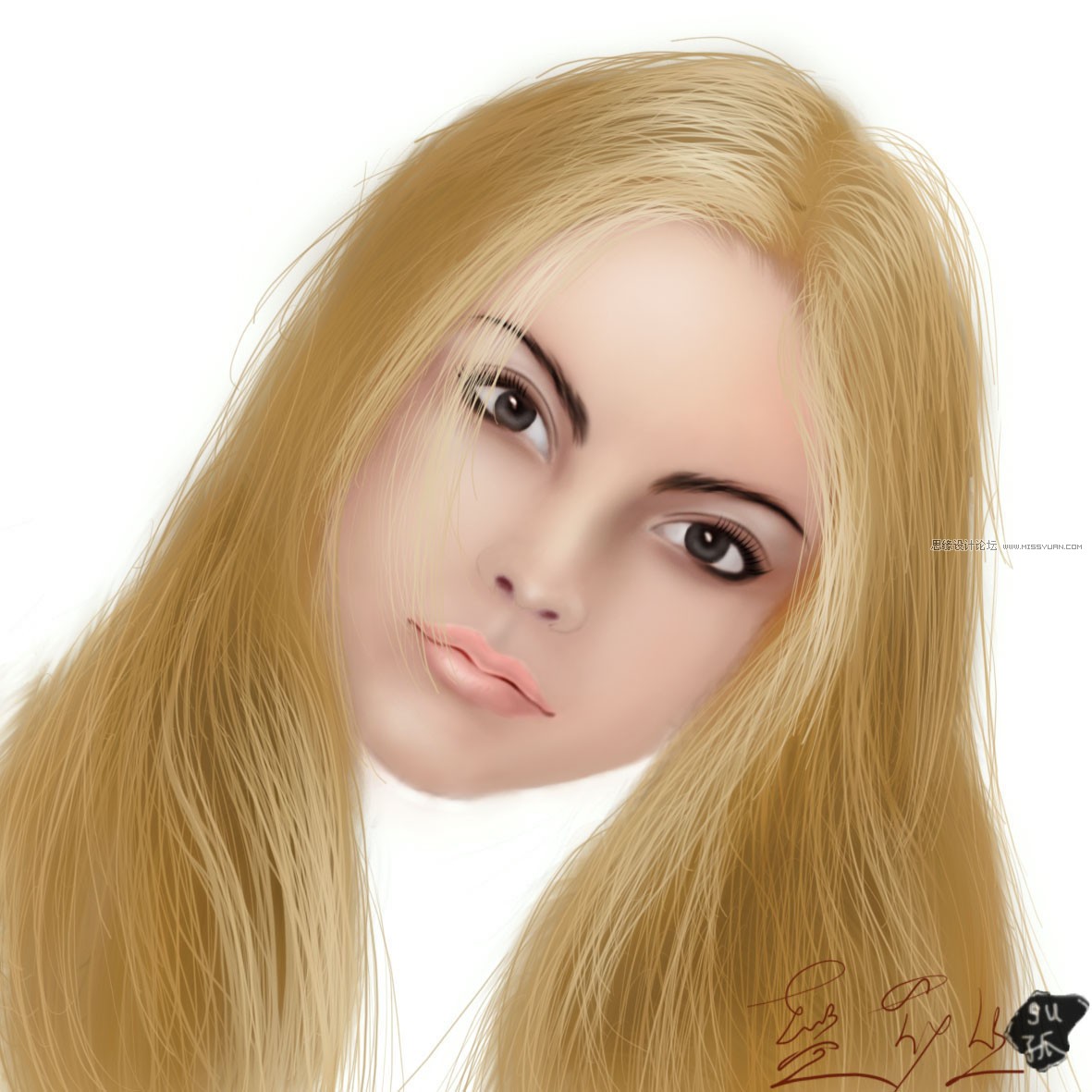 Painter繪制一張可愛女孩頭像