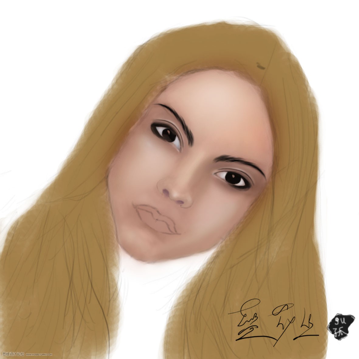 Painter繪制一張可愛女孩頭像