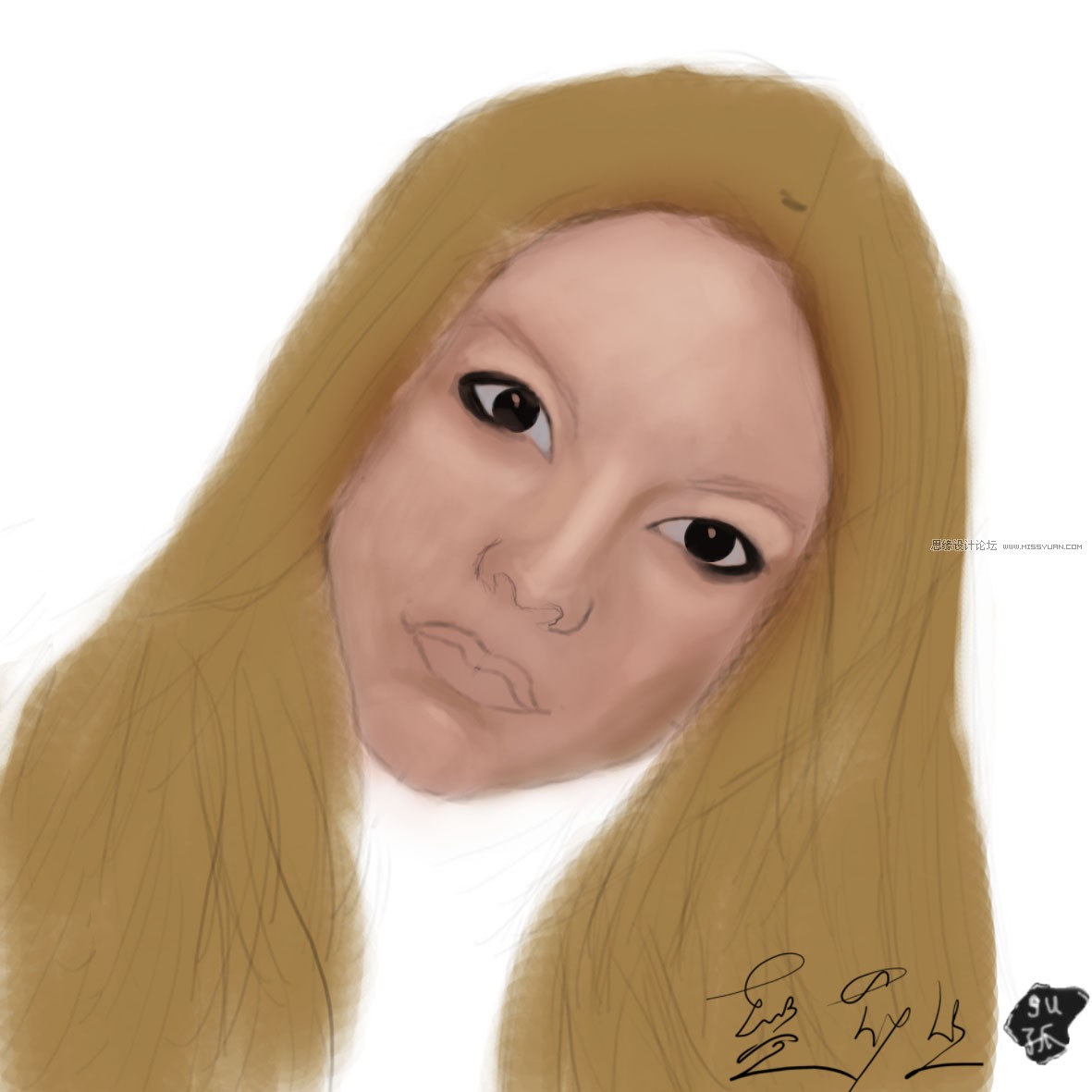 Painter繪制一張可愛女孩頭像