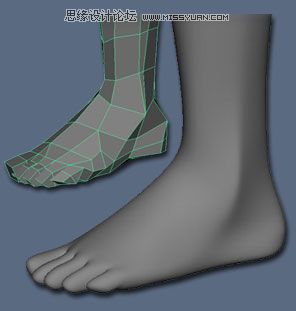 Maya建模教程:逼真腳部建模教程