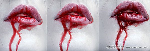 Photoshop制作恐怖的嘴角流血效果