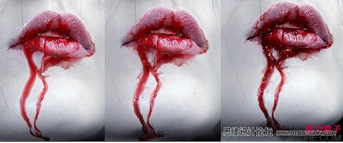 Photoshop制作恐怖的嘴角流血效果