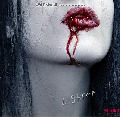 Photoshop制作恐怖的嘴角流血效果