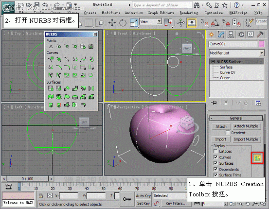 3D MAX使用NURBS方法給貪吃蟲建模