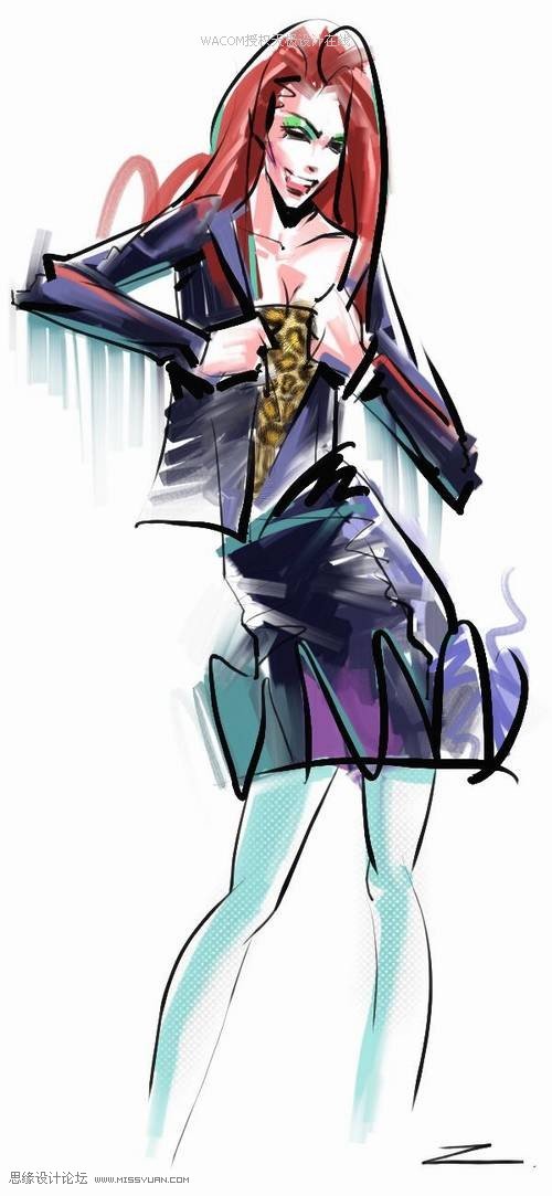 Painter筆刷配合數碼板手繪藝術時裝畫