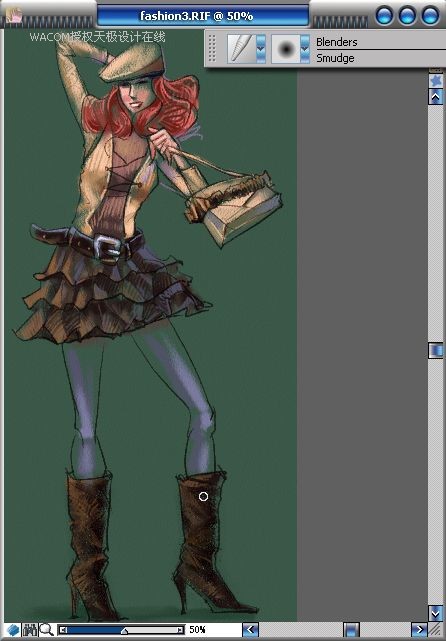 Painter教程:手繪粉筆畫風格時裝效果圖