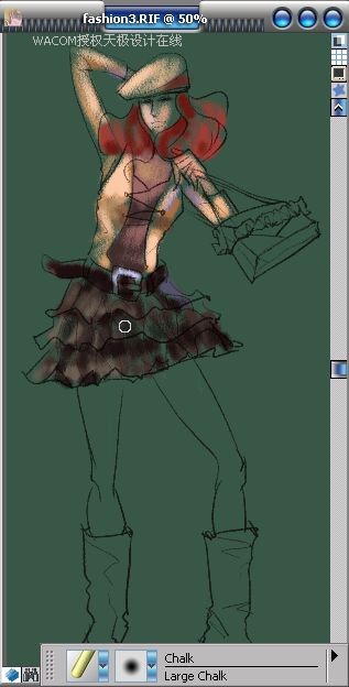 Painter教程:手繪粉筆畫風格時裝效果圖