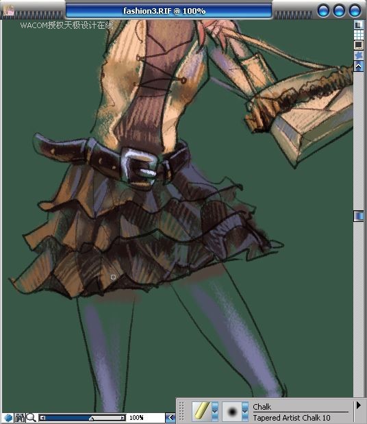 Painter教程:手繪粉筆畫風格時裝效果圖