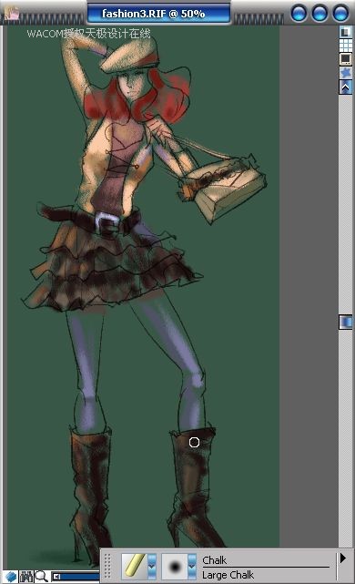 Painter教程:手繪粉筆畫風格時裝效果圖