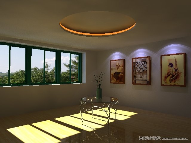 室內(nèi)燈光表現(xiàn)中異型暗藏?zé)舸蚍? border="0" width="842" height="552" src="/uploads/allimg/101112/13400144a-21.jpg" /></p>
<p>圖13-3 模型建立</p>
<p>3.按M鍵打開材質(zhì)編輯器,為燈片模型指定材質(zhì)。我們將材質(zhì)類型切換為VRayLightMtl材質(zhì),設(shè)置發(fā)光色為桔黃色,其它參數(shù)默認(rèn),并且對場景進(jìn)行渲染,注意在本次渲染之前先關(guān)閉掉全局材質(zhì)否則觀察不到自發(fā)光效果,結(jié)果如圖13-4所示。</p>
<p align="center"><img alt=