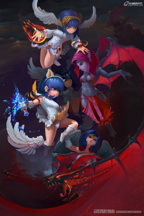 Photoshop繪制《天使&惡魔》精致Q版人物