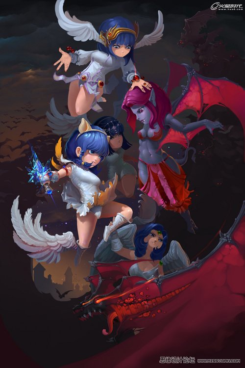 Photoshop繪制《天使&惡魔》精致Q版人物