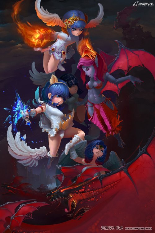 Photoshop繪制《天使&惡魔》精致Q版人物