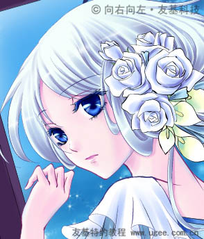 PT與PS結(jié)合鼠繪唯美的藍(lán)色卡通女孩