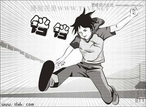 CorelDRAW繪制放射狀速度線實例之足球少年