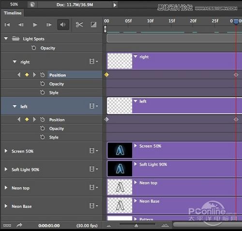 Photoshop制作滑動效果的霓虹字動畫教程