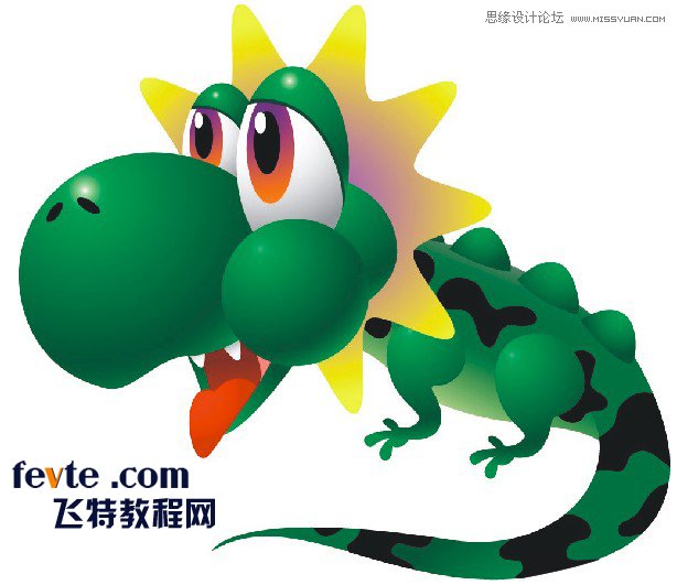 CorelDraw繪制綠色可愛的卡通龍