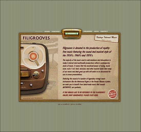 70個暗黃色風格的復古網頁設計欣賞