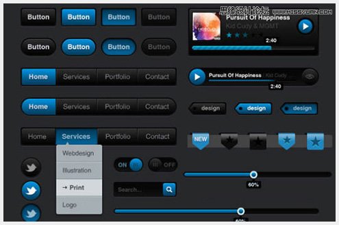 20 45個新鮮的Web和移動設備用戶界面PSD素材