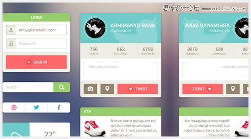 15 45個新鮮的Web和移動設備用戶界面PSD素材