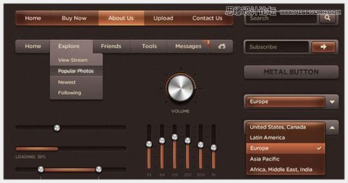 44 45個新鮮的Web和移動設備用戶界面PSD素材