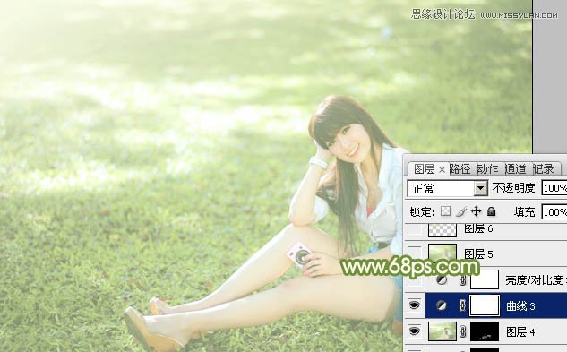 Photoshop調出草地美女朦朧的光線照射效果