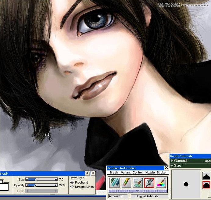 Painter繪制逼真的大眼美少年教程