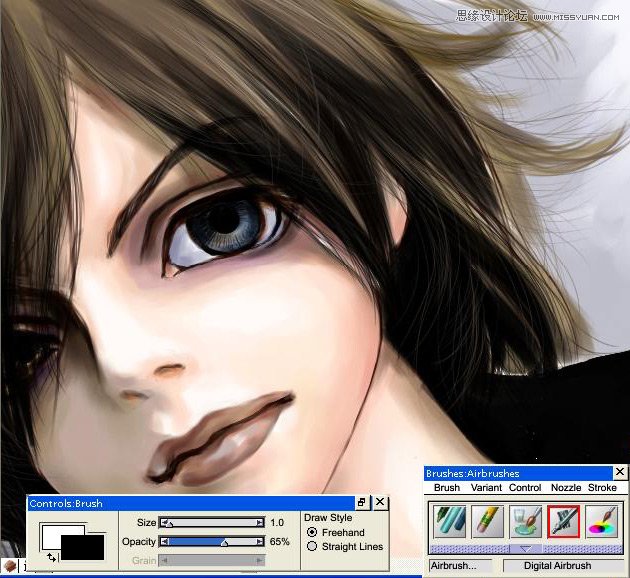 Painter繪制逼真的大眼美少年教程