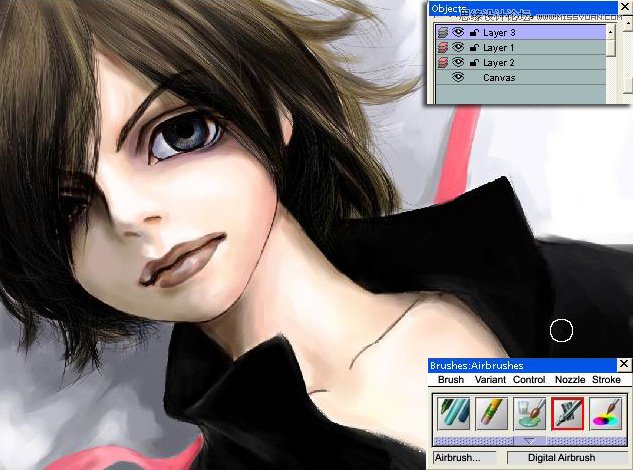 Painter繪制逼真的大眼美少年教程