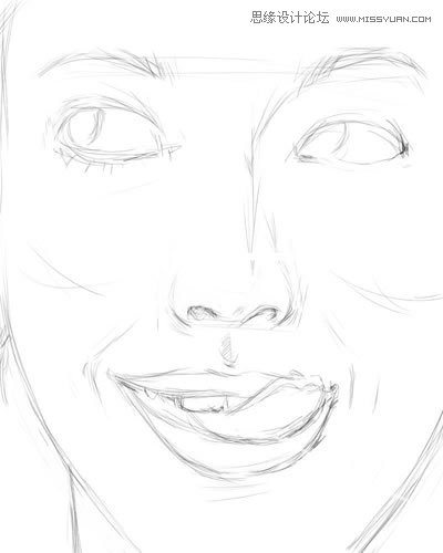 Painter手繪逼真的美女人物面部教程