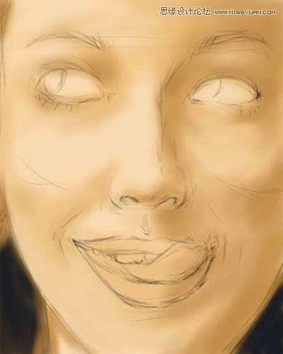 Painter手繪逼真的美女人物面部教程