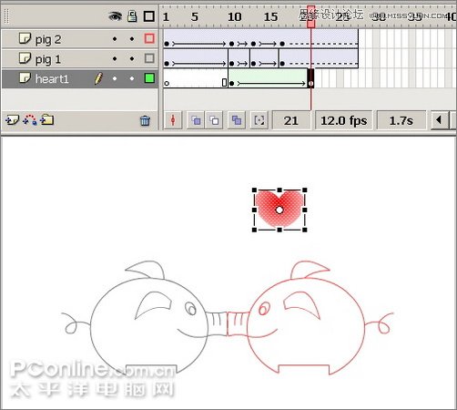 Flash制作有趣的親嘴豬動畫教程