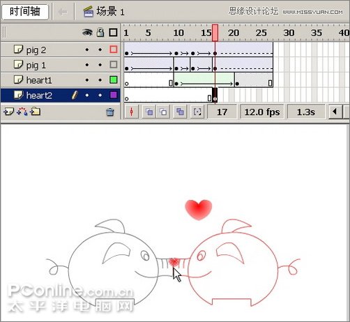 Flash制作有趣的親嘴豬動畫教程