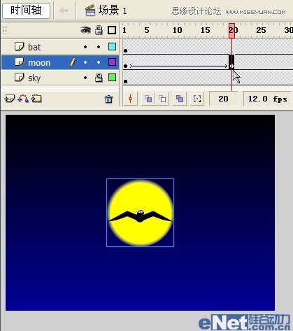 Flash教你如何制作蝙蝠在月夜里飛翔