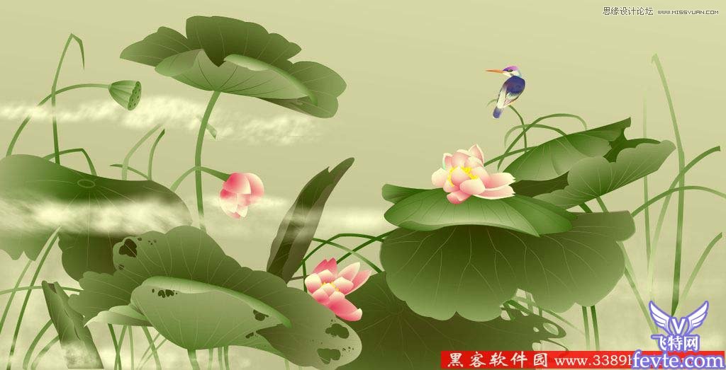 CorelDraw實例教程:打造清新荷花圖