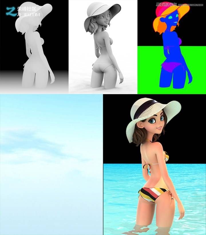 MAYA和MODO制作盛夏海邊唯美的女孩