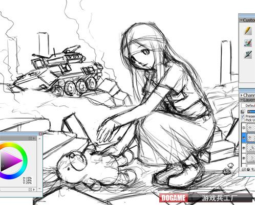 Painter繪制悲傷的女孩實例教程