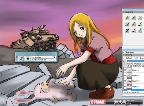 Painter繪制悲傷的女孩實例教程