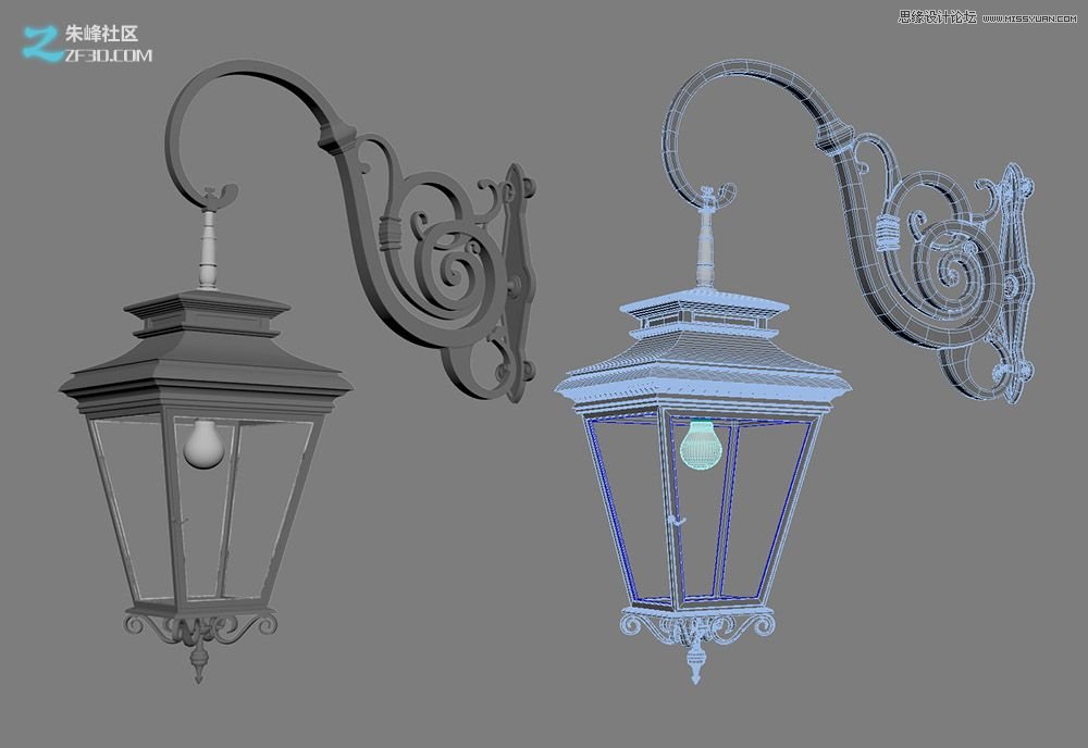 3dmax制作歐式風格的墻壁路燈效果