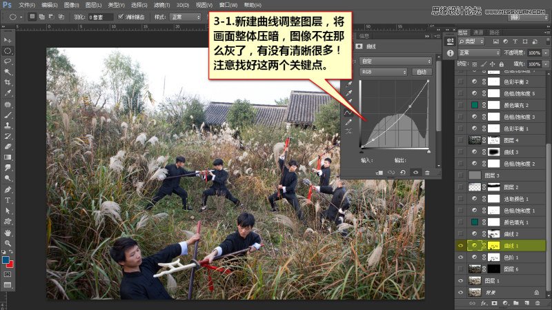 Photoshop調出外景人像電影暗色效果圖