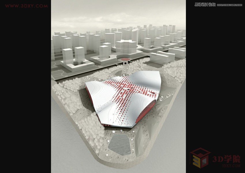 3DMAX利用Poly制作異形體育館建筑效果
