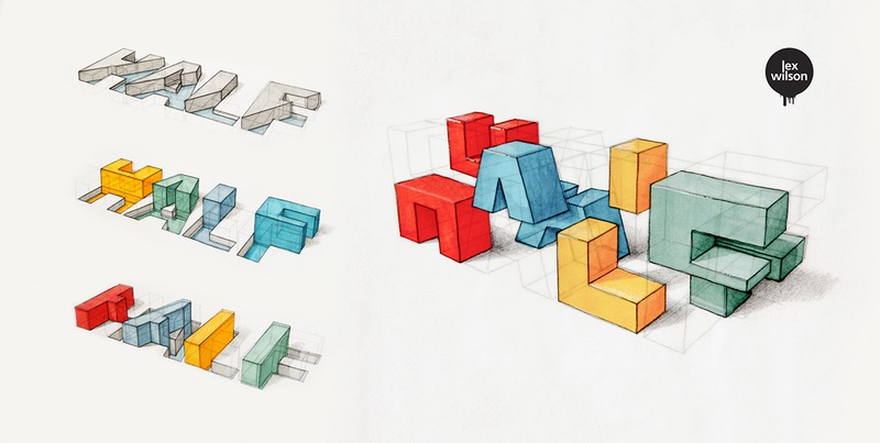 3D主題風格的手繪英文字體設計欣賞