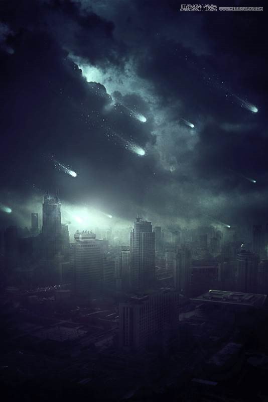 Photoshop合成城市被流星攻擊場景【英】