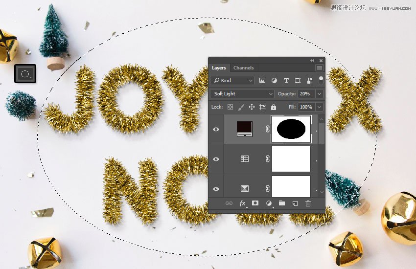Photoshop制作毛茸茸的圣誕節字體【英】
