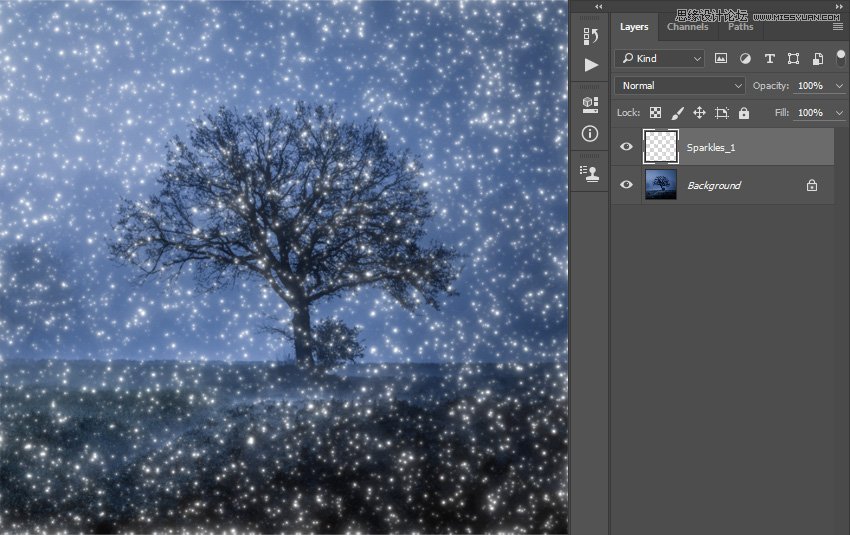 Photoshop制作星光裝飾的圣誕樹【英】