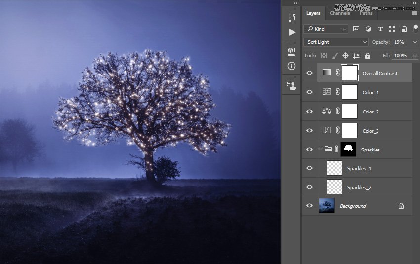 Photoshop制作星光裝飾的圣誕樹【英】