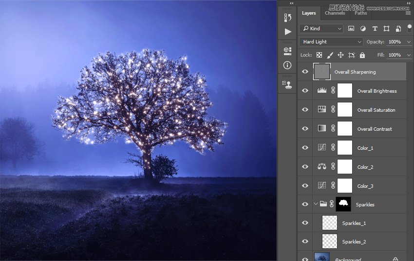 Photoshop制作星光裝飾的圣誕樹【英】